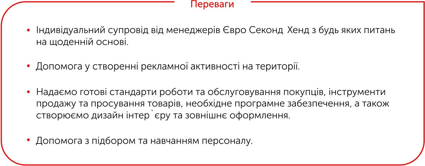 Переваги франшизи Євро Секонд Хенд